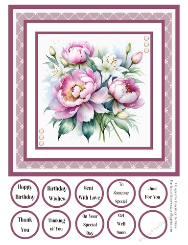 Peonies and Lilies 8x8 Quick Card #3
