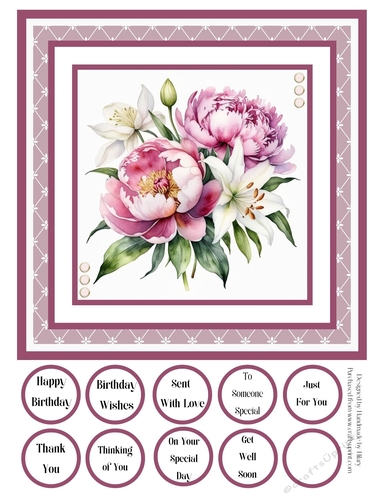 Peonies and Lilies 8x8 Quick Card #4