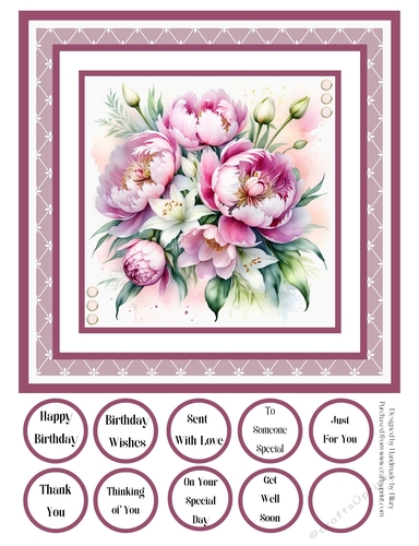 Peonies and Lilies 8x8 Quick Card #5