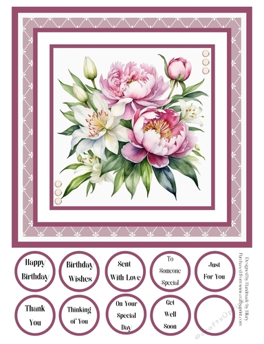 Peonies and Lilies 8x8 Quick Card #6