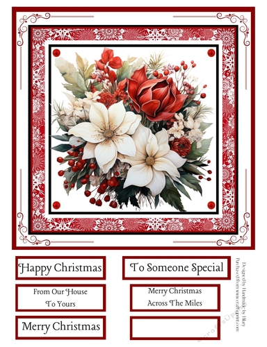 Pretty Poinsettias #3 8x8 Quick Card