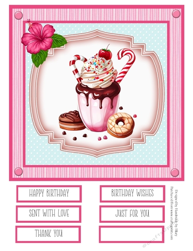 Milkshake and Cookies 8x8 Quick Card #1