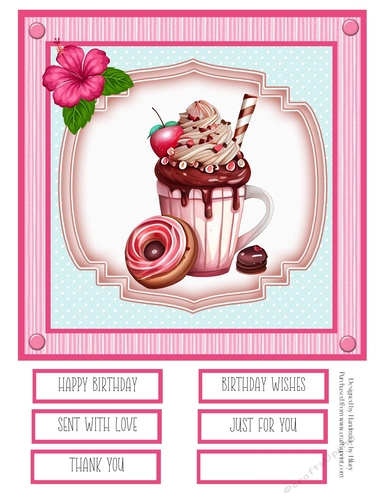 Milkshake and Cookies 8x8 Quick Card #2