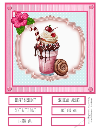 Milkshake and Cookies 8x8 Quick Card #3