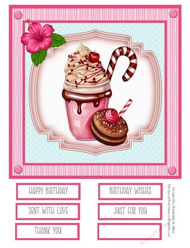 Milkshake and Cookies 8x8 Quick Card #5