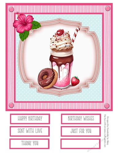 Milkshake and Cookies 8x8 Quick Card #6