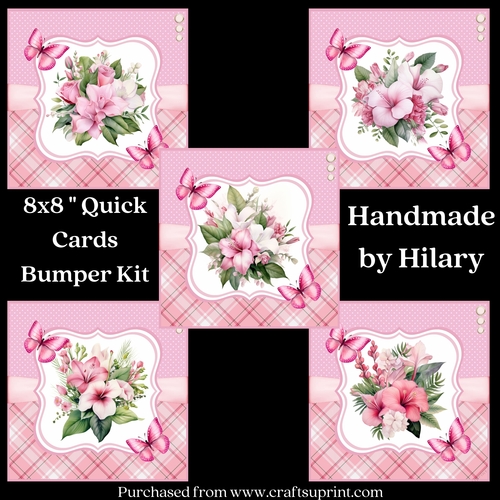 Pink Hibiscus Bouquets 8x8 Quick Card Bumper Kit
