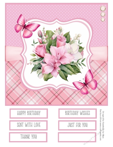 Pink Hibiscus Bouquets 8x8 Quick Card #1