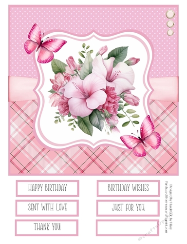Pink Hibiscus Bouquets 8x8 Quick Card #2