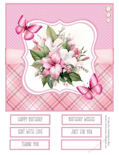 Pink Hibiscus Bouquets 8x8 Quick Card #3
