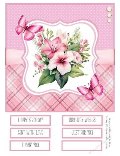 Pink Hibiscus Bouquets 8x8 Quick Card #4