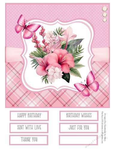 Pink Hibiscus Bouquets 8x8 Quick Card #5
