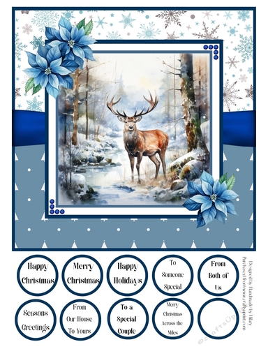 Winter Stag 8x8 Quick Card #1