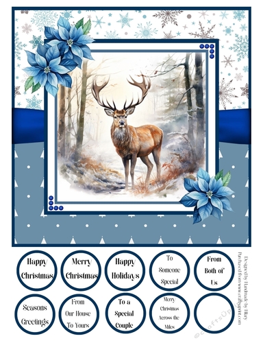 Winter Stag 8x8 Quick Card #2