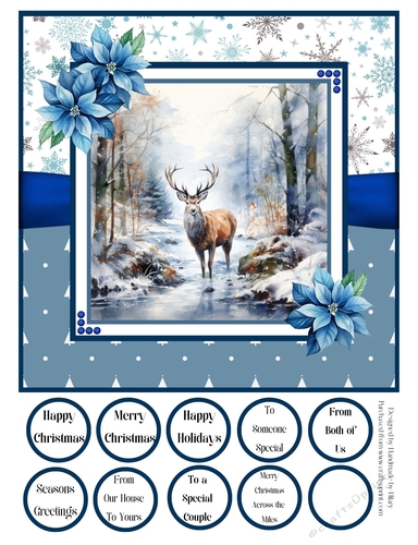 Winter Stag 8x8 Quick Card #3