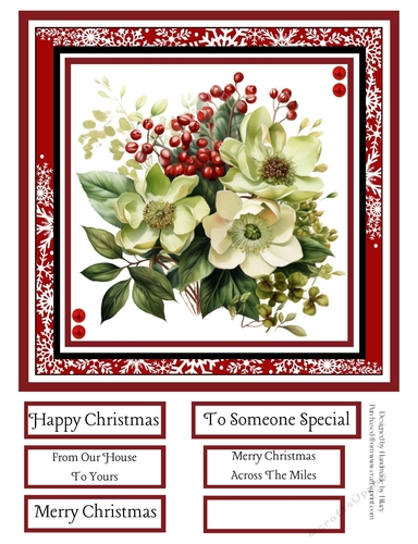 Christmas Hellebores 8x8 Quick Card #1