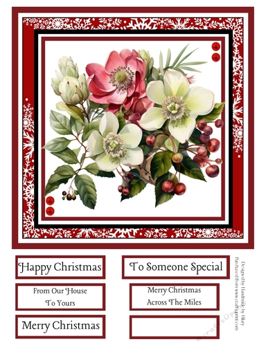 Christmas Hellebores 8x8 Quick Card #2