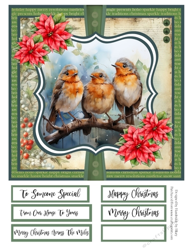 The Christmas Robins 8x8 Quick Card #2