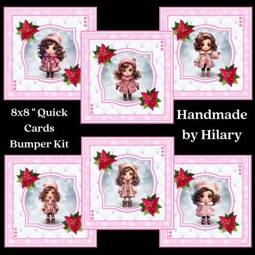 A Little Brunette Christmas Girl 8x8 Quick Card Bumper Kit