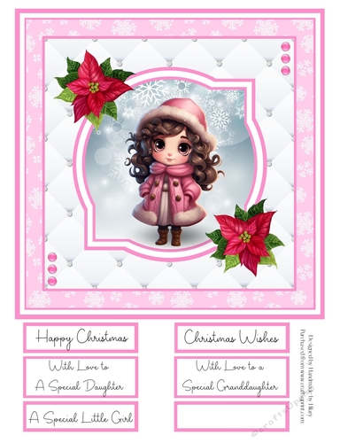 A Little Brunette Christmas Girl 8x8 Quick Card #1