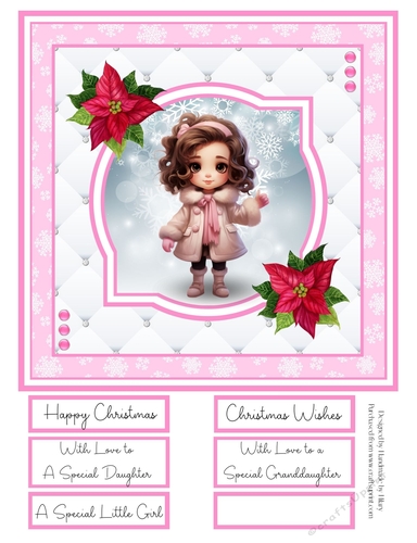 A Little Brunette Christmas Girl 8x8 Quick Card #2
