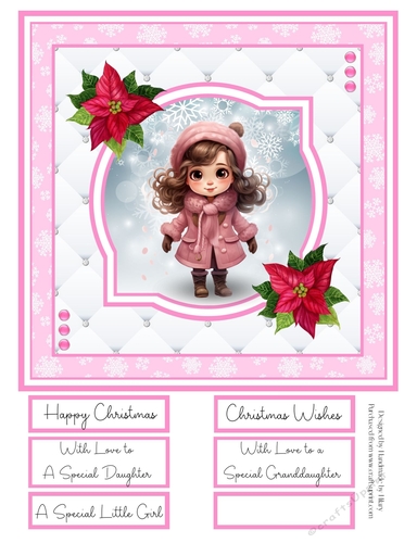 A Little Brunette Christmas Girl 8x8 Quick Card #3