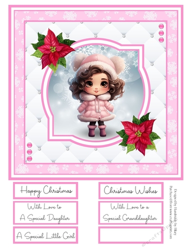 A Little Brunette Christmas Girl 8x8 Quick Card #5