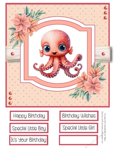 Little Baby Sea Creatures 8x8 Quick Card - Design 1