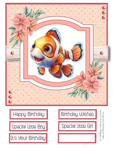 Little Baby Sea Creatures 8x8 Quick Card - Design 3