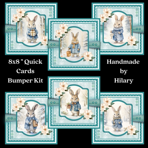Winter Bunnies 8x8 Quick Card Bumper Kit