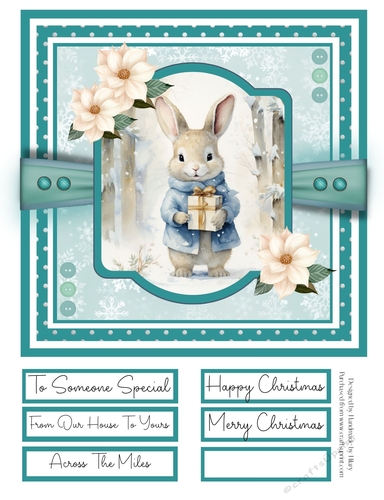 Winter Bunny 8x8 Quick Card - Design 1
