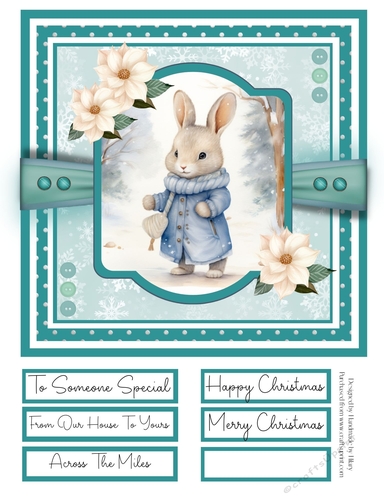 Winter Bunny 8x8 Quick Card - Design 2