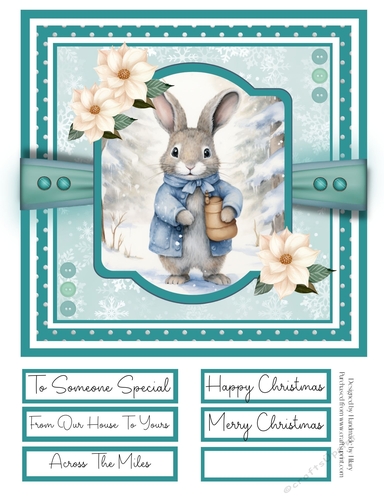 Winter Bunny 8x8 Quick Card - Design 4