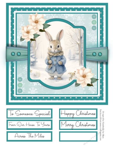 Winter Bunny 8x8 Quick Card - Design 6