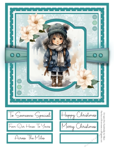 Little Winter Girls 8x8 Quick Card - Design 2