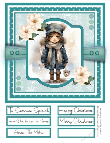 Little Winter Girls 8x8 Quick Card - Design 3