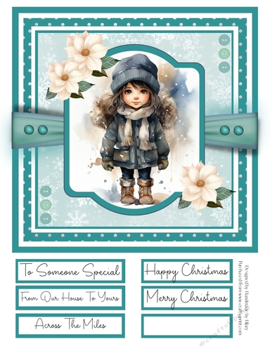 Little Winter Girls 8x8 Quick Card - Design 4