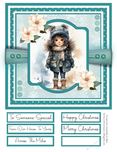 Little Winter Girls 8x8 Quick Card - Design 5