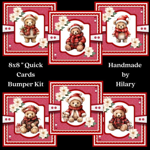 Christmas Teddies 8x8 Quick Card Bumper Kit