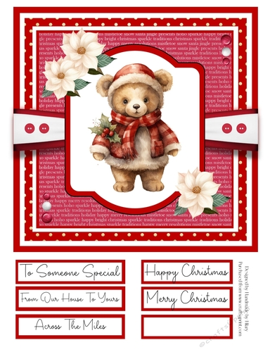Christmas Teddies 8x8 Quick Card - Design 1