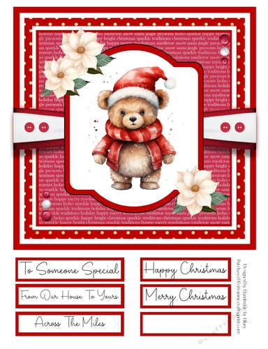 Christmas Teddies 8x8 Quick Card - Design 2