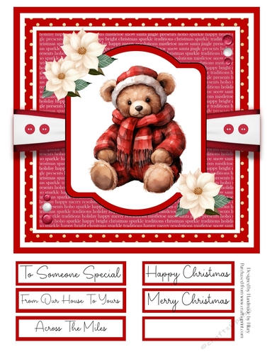 Christmas Teddies 8x8 Quick Card - Design 3