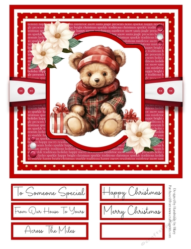 Christmas Teddies 8x8 Quick Card - Design 4
