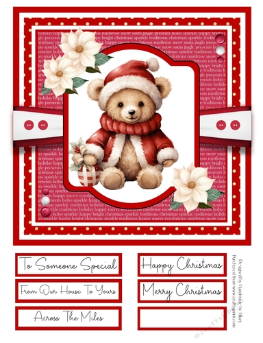 Christmas Teddies 8x8 Quick Card - Design 5