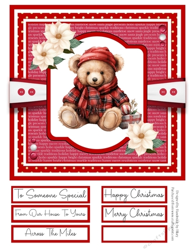 Christmas Teddies 8x8 Quick Card - Design 6