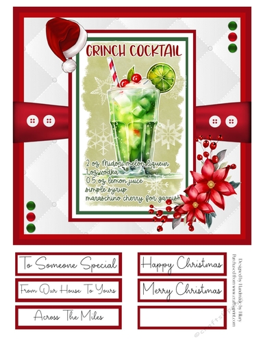 Christmas Cocktails 8x8 Quick Card - Design 1