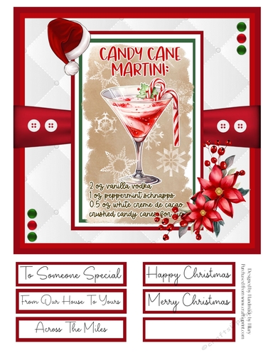 Christmas Cocktails 8x8 Quick Card - Design 6