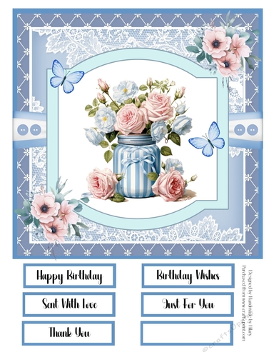 Beautiful Blues 8x8 Quick Card - Design 1