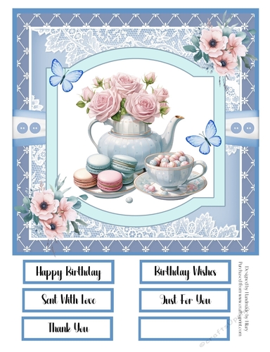 Beautiful Blues 8x8 Quick Card - Design 2