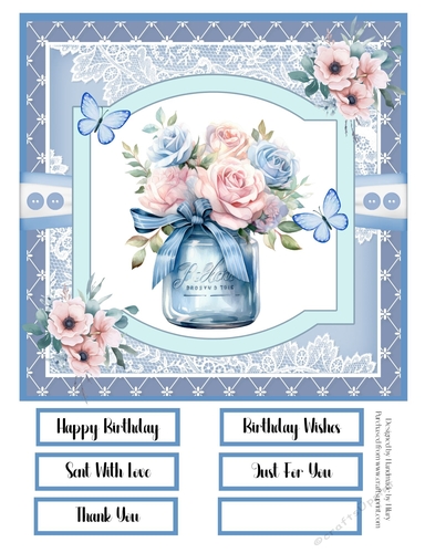 Beautiful Blues 8x8 Quick Card - Design 4